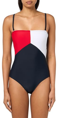 Tommy Hilfiger Damen-Badeanzug, Bandeau-Farbblock, einteiliger Badeanzug, Farbblock, S
