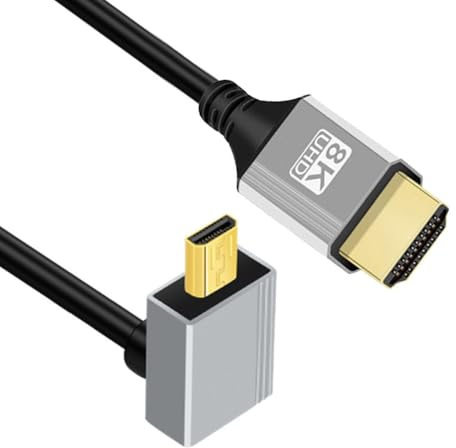 CY Cavo Micro HDMI 2.1 ad angolo di 90 gradi verso l'alto ultra sottile HDTV 8K 4K Cavo sottile iper super flessibile tipo A a tipo D per fotocamera HDTV 50 cm