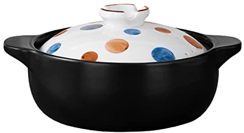 CWCQGH Pentola in Ceramica Casseruola in Ceramica, pentola in gres da Cucina con Coperchio colorato, pentola Rotonda Antiaderente in Terracotta, pentola per brodo, Padella per s,A-3.3L