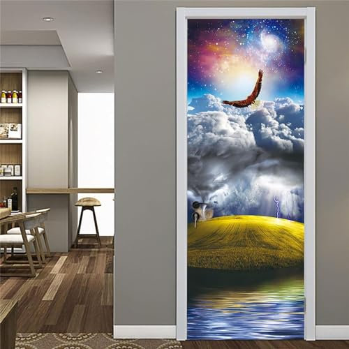 3D Türtapete Selbstklebend Tierlandschaft 88 X 200 Cm Diy Wandbild Pvc Wasserdicht Pvc Türtattoos Türposter Türaufkleber Fototapete Türfolie Für Tür,Wohnzimmer,Schlafzimmer - Türkunst-3720015930