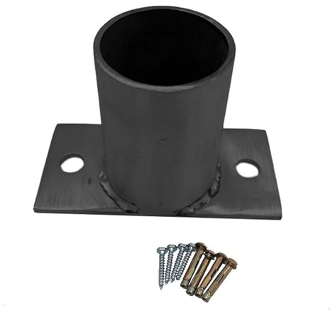 Pfostenträger Aufschraubhülse Holzpfosten Grundplatte Rund 150 120 100 80 70 60 50 40 MM, Schwarz Kreisförmige Pfosten Stützbasis Für Schilder/Briefkästen/Beton/Terrassen/Holzpfosten(4 Pack,2.0in(
