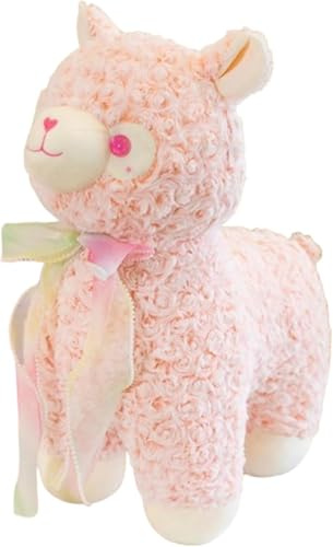 Xiyocadt Alpaka-Plüschtier,Alpaka Kuscheltier, Stand Alpaka Plüschtier,Niedliche Lama-Puppe,Schaf Plüschtier,Umarmungskissen, weiches Flauschiges Kissen,für Kinder Mädchen Jungen (23cm,Rosa)