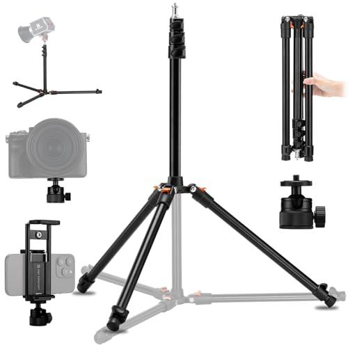 K&F CONCEPT Light Stand, 2.6m/8.5FT Aluminum Light Stand Tripod with Ball Head & Phone Tablet Holder, Portable Photography Stand for Studio Video, Ring Light, Softbox, Camera