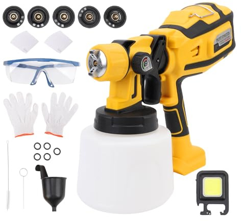 Paint Sprayer, 800W Electric Paint Spray Gun, with 5 Nozzles, Detachable Light, 3 Spray Patterns, Easy to Clean Paint Sprayer for Furniture Cabinets House Painting, Easily