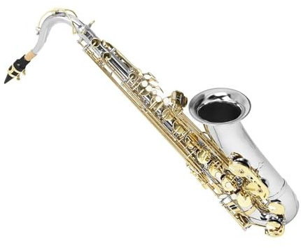 Saxophone für Musikliebhaber Silber Gold Bb Tenor Saxophon Messing Musikinstrument Professionelle(Silver gold)