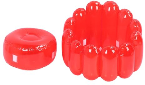 aqxreight Charmierter Aufblasbarer Sofa -Stuhl für den Gebrauch von Zuhause und Außenbereich Im Farbenfrohen Transparenten Design (Rot)