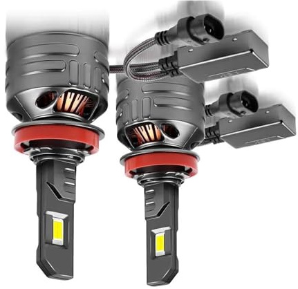 DZSJFGAIS Terza Luce Stop Freno Proiettore fendinebbia con lente 3 pollici utilizza lampadina LED allo xeno H11 D2S fendinebbia bi-xeno 12V per Peugeot 107 108(2pcs H11 LED Bulb)