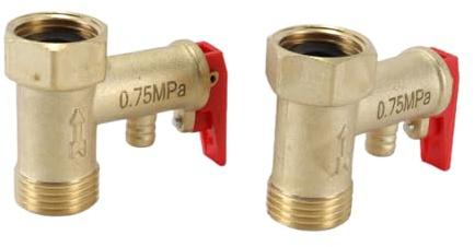 Gutol 2Pcs 0.75 MPa, 1/2 Inch Female to 1/2 Inch Male Brass Safety Valve, Pressure Relief Valve for Water Heaters, Relief with Seal