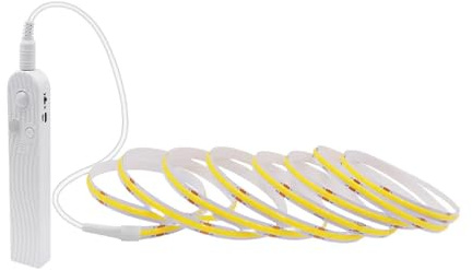 Cleiscry Klebe 1M 2M 3M LED Streifen LED Streifen mit Bewegungsmelder, Akku Aufladbar mit Auto On/Off und Timer für Schlafzimmer, Treppenhaus, Badezimmer, Küche, Treppe,Bett (Warm Weiß (3000K), 2M)
