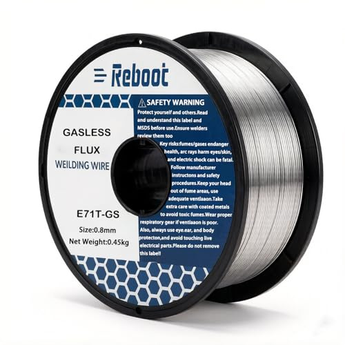 Reboot 0,8 mm gasloser Fülldraht E71T-GS selbstschützend MIG MAG | Ohne Gasflasche, spritzerarm, alle Positionen, einfache Schlackenentfernung, 0,45 kg Spule für außen, vakuumversiegelt