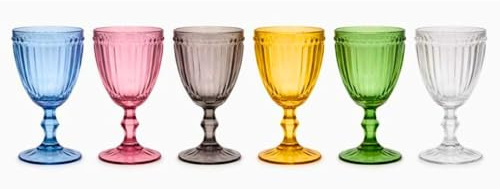 cecaro group Set 6 Calici Olivia in Vetro Colorato da 330 ml – Calici Resistenti– Design Elegante – 8,8 x 16,5 cm