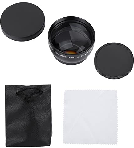 Lente teleconvertidor HD de 52 mm con Aumento de 2X, Lente telefoto para cámara, Lente de conversión telefoto de Alta definición 2X con Rosca para Filtro de 62 mm, Compatible con