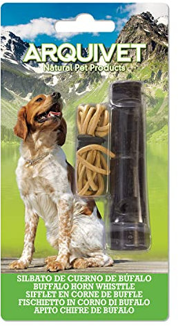 Arquivet Büffelhornpfeife für Hunde mit Kordel – Hundepfeife für Hundetraining und Training – Hundepfeife – Hundepfeife – Hundepfeife – 9 cm, 1 Stück (1 Stück)