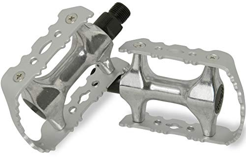 MTB Pedale aus Alu Anti-Rutsch Fahrradpedal Paar 9/16 Zoll Gewinde für Mountainbike/E-Bike/Trekking/City Fahrrad Pedal Set Aluminium Fahrradpedale Pedals EBike Fahrrad Fahrradpedalen rutschfest Silber