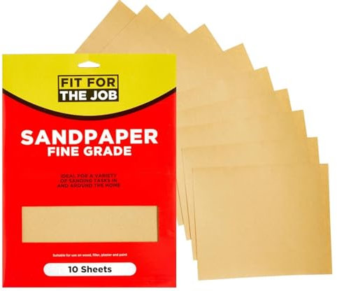 Fit For The Job 10 große Blätter im A4-Format, feines Schleifpapier zum Schleifen von Holz, Möbeln, Metall, Putz für Heimwerkerarbeiten, Dekorieren und mehr, 230mm x 280mm