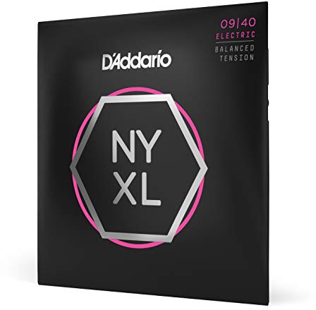 D'Addario Electric Guitar Strings, NYXL Nickel Plated, NYXL0940BT, Super Light Gauge Balanced Tension 09-40, 6-String Set, Pack of 1