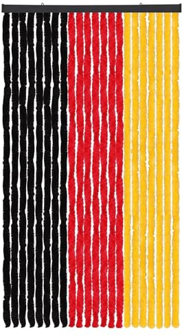 Arsvita Flauschvorhang Türvorhang (90x200 cm) in Schwarz-Rot-Gelb als Insektenschutz für Balkon, Terrasse oder Wohnmobil, Wohnwagen, Pavillon