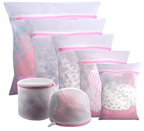 GOGOODA Mesh Laundry Bags for Delicates Durable Protective Wash Bags Travel Storage Bags for Intimates Lingerie, 7PCS (1XXL, 1XL,1L,1M,1S,2 bra bags)