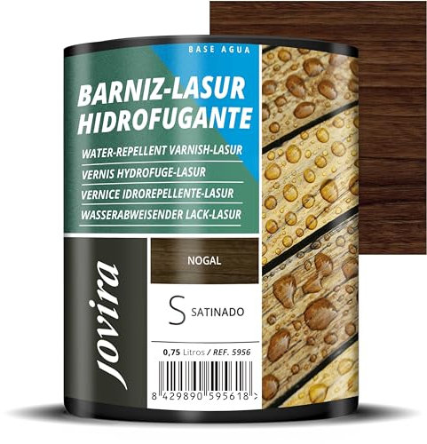 JOVIRA PINTURAS Impregnante legno, (750 ml Noce), Lasur idrorepellente protettivo satinato all'acqua protegge, decora e impreziosisce tutti i tipi di legno.(750 Millilitri, Noce)