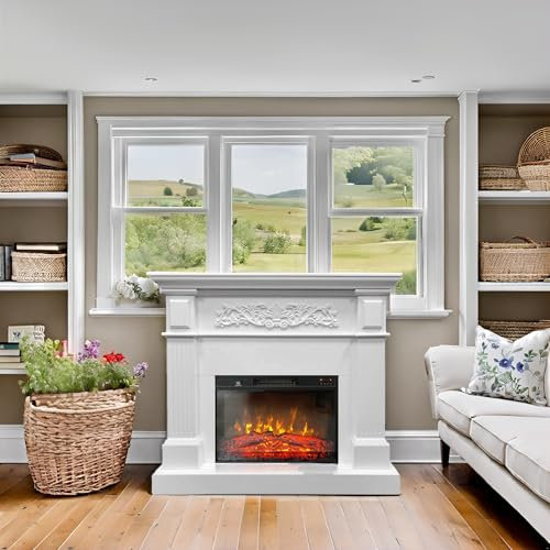 Cheminée électrique Blanche à Effet de Flammes Tux ElectricSun L110xH102cm, Dispositif sonore