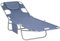Outsunny Foldable Sun Lounger, Beach Chaise Lounge with Reading Hole, Arm Slots, 5-Position Adjustable Backrest, Side Pocket, Pillow for Garden, Beach, Pool, Grey
