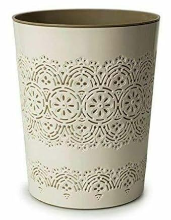 PREMZO Round Flora Bin 9 Liter Basket Container Storage Plastic Waste Paper Small Rubbish Bin Trash for Bedrooms Lounge Kitchen Home Office Bathroom Dormitory Rooms (Cream)