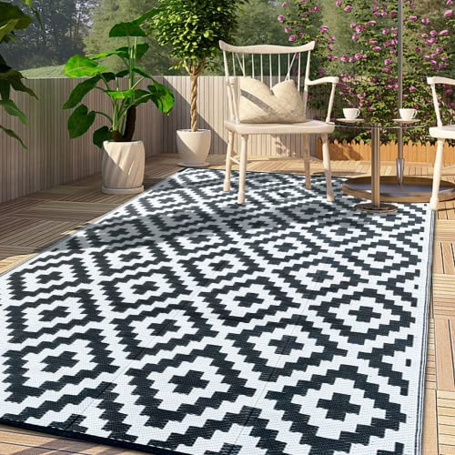 CHOSHOME Tappeto all'aperto 120x180CM - Tappeto per giardino, patio, balcone e spiaggia - Facile da pulire - Nero