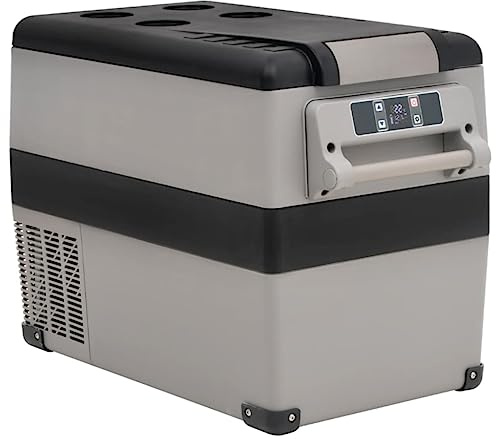 vidaXL Kühlbox mit Tragegriff, Elektrische Kühlschrank mit Kompressor, Gefrierbox Thermobox für Auto Camping Picknicks, Grau, 35 Liter, PP PE