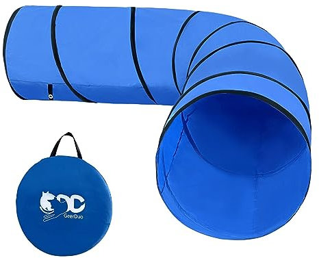 GeerDuo Agility-Tunnel für Hunde, Agility-Ausrüstung, Hunde-Agility-Training mit Tragetasche (Blau)