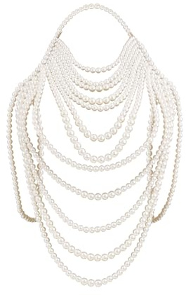 NICENEEDED Perlen-Körperkette, BH Sexy Schal-Halskette, Pearl Tops Neckholder-Schulterkette, Rückenfreie Brustketten Mit Perlen Halloween