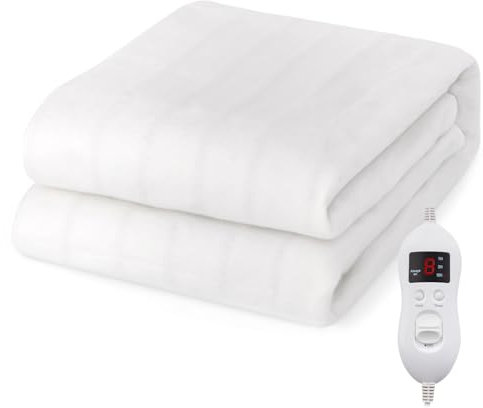 RELAX4LIFE Heated Mattress Pad, Electric Heating Bed Warmer with Single/Dual Control, 8 Heat Settings, Overheat Protection, Machine Washable Fitted Heated Underblanket (Single-190 x 90cm)