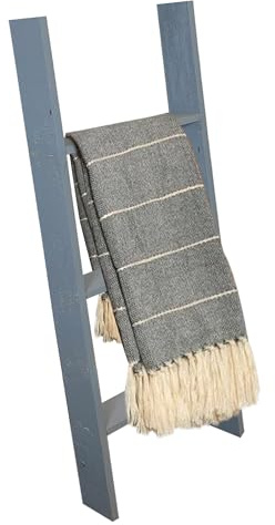 BARNWOODUSA Throw Blanket Ladder – Fully Assembled Reclaimed Wood – Rustic Decorative Ladder for Towels, Quilts, & More – Perfect Decor for Bathroom, Porch, or Living Room,3-Foot Slate Blue