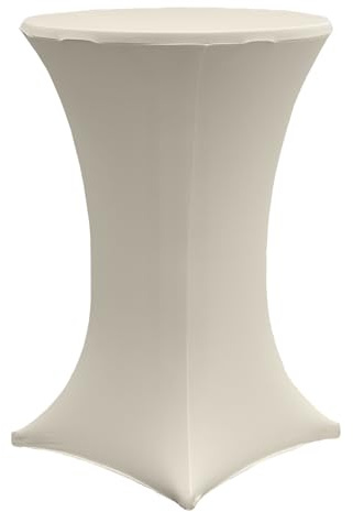 TRUTZHOLM Stehtischhusse Stretch Ø 60/70/80 cm, Bistrotisch Husse elastisch, pflegeleicht & knitterfrei, in Weiß, Anthrazit & Beige, 1er, 2er, 5er & 10er Set (1, Beige, Ø 70 cm)