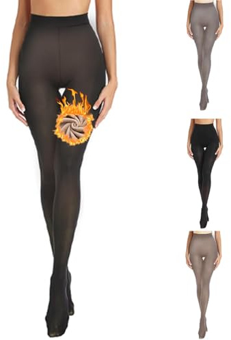 BAEIDO Fleece Lined Thermal Tights for Women, Fake Sheer Double Lined Stretch Winter Warm Pantyhose Thick Leggings for Ladies Girls