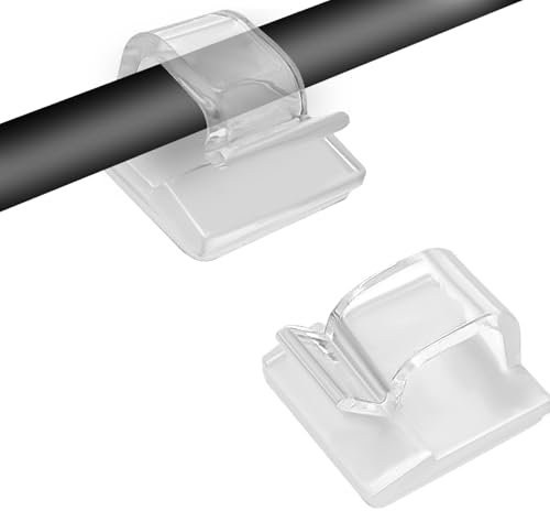 Dazkzooy 60 supporti per cavi trasparenti per esterni, autoadesivi, per la gestione dei cavi, per l'organizzatore dei cavi, per il fissaggio dei cavi, catena luminosa