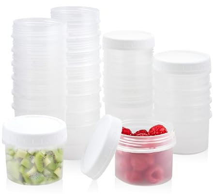 RETON 36 Pack Food Storage Containers with Screw Lids, Small Plastic Food Storage Freezer Containers, Reusable Mini Storage Containers for Small Deli Sauce Fruit, Salad, Deli, Spice Jars(148ml/5 oz)