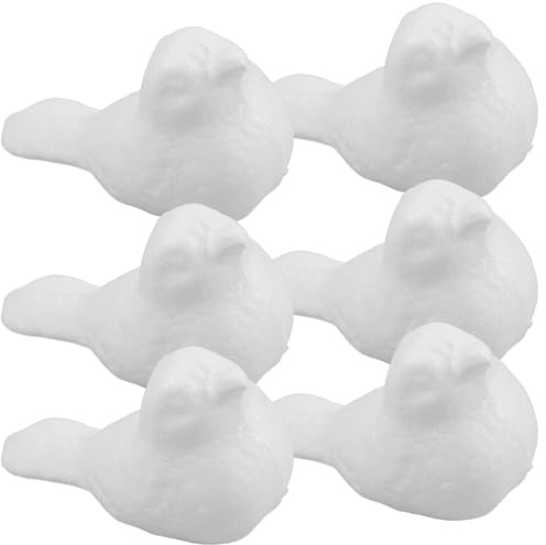 Tofficu 6Pcs Foam Bird Ornaments Unfinished Crafting Foam Bird Shapes for DIY Painting Decorations for Garden Home Parties Christmas Tree Decor