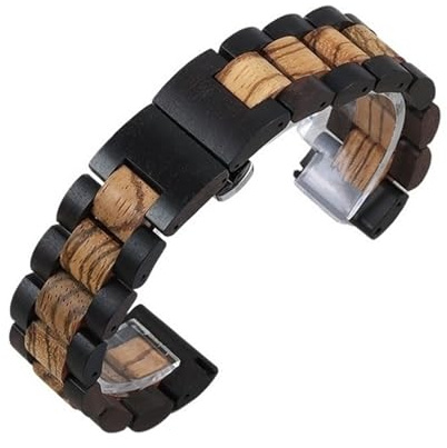 THBGTCNQ Holz Armband 20mm/22mm Quick Release Uhrenarmbänder Schmetterling Schnalle Sport Armband Universal Ersatz Gürtel
