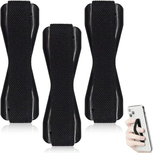 3 Pcs Elastic Grip For Smartphones Self Adhesive Phones Finger Grip Holder for Smartphone Tablet(Black)
