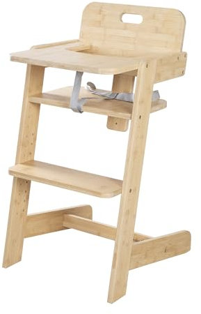 roba Babyhochstuhl Nature Up - Hochstuhl aus FSC-zertifiziertem Bambus Holz - Mitwachsend mit abnehmbarem Essbrett - 3-Punkt-Gurt - Bis 70 kg belastbar - Natur