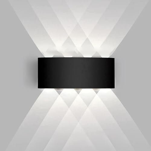 Voltix Applique da Parete LED per Interni ed Esterni, 8W Luce Fredda 6000K, Lampada da Muro Impermeabile, Design Moderno in Alluminio, Ideale per Casa, Balcone e Giardino (Luce Fredda 6000K, Nero)