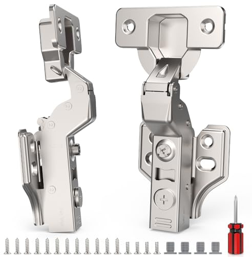 Cosycove 4 Pack Frameless Inset Soft Close Cabinet Hinges Clip on, 3D Adjustable European Cabinet Door Hinge, Self Close Hinge for Kitchen Cabinets, 45~110° Open Angle
