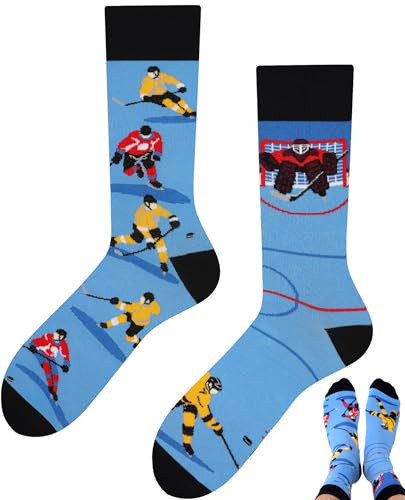 TODO Colours Calzini divertenti con motivo – Multicolori, Colorati, Pazzi per la gioia di vivere, Hockey su ghiaccio, 43-46