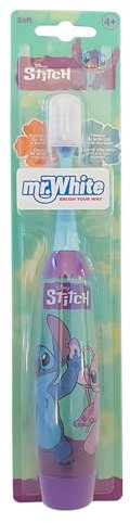Disney Stitch Battery Powered Electric Toothbrush for Kids – Soft Rounded Bristles, Enhanced Vibration, Protection Cap & Battery Included | Gentle & Fun Oral Care for Children Ages 4+