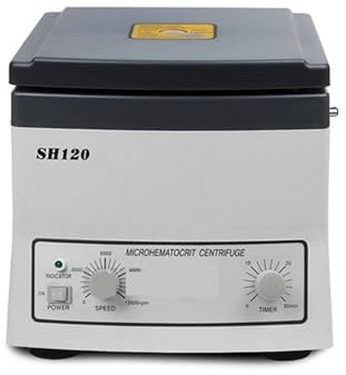 Centrifugeuse De Table SH120, Micro Hématocrite, Laboratoire Scolaire, Sang PRP, 15300xg, Avec 24 Tubes, Centrifugeuse Capillaire Matériel de Laboratoire