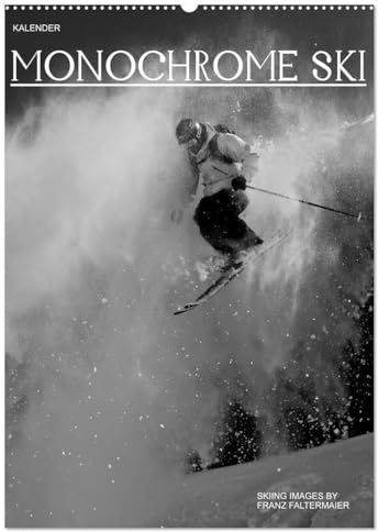 Monochrome Ski (Wandkalender 2026 DIN A2 hoch), CALVENDO Monatskalender: Verschiedene Skimotive von meinen Reisen. Different b/w images of my skiing ventures (CALVENDO Sport)
