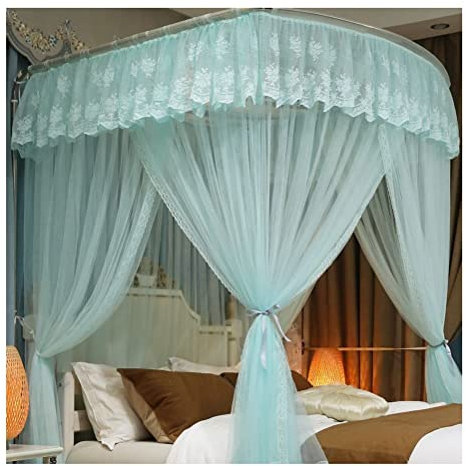 Sommerbett-Baldachin-Moskitonetz, romantischer Bettvorhang für Einzel- und Doppelbetten mit U-förmiger Unterstützung, 150 cm/180 cm/200 cm (Farbe: Grün, Größe: 150x200 cm)