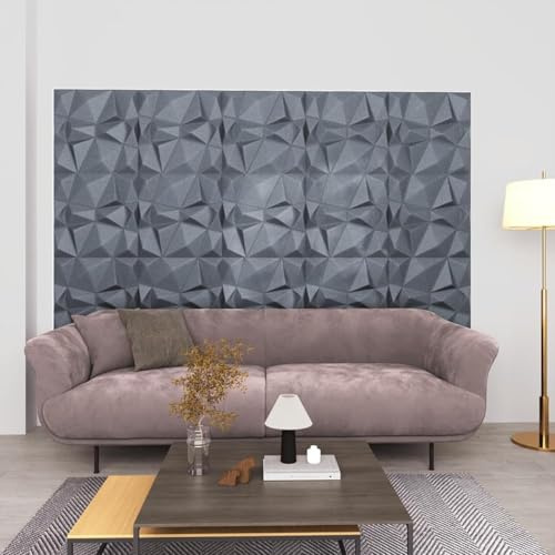 3D Wandpaneele 24 Stück 50x50 cm Diamond Grey 6 M², Wandfliesen Dekor Paneele Für Küche Zimmer Wohnzimmer Schlafzimmer