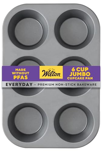 Wilton Everyday Non Stick Jumbo Muffin Pan for Oversized Muffins and Cupcakes, Made without PFAs, 6 Cup Capacity