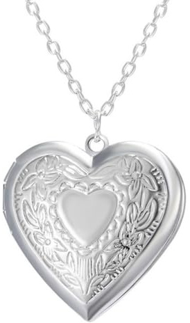iplusmile Collana Ciondolo Porta Foto a Cuore in Lega Argento